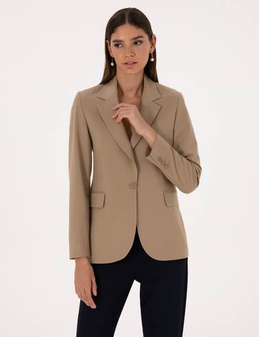 Bej Slim Fit Ceket