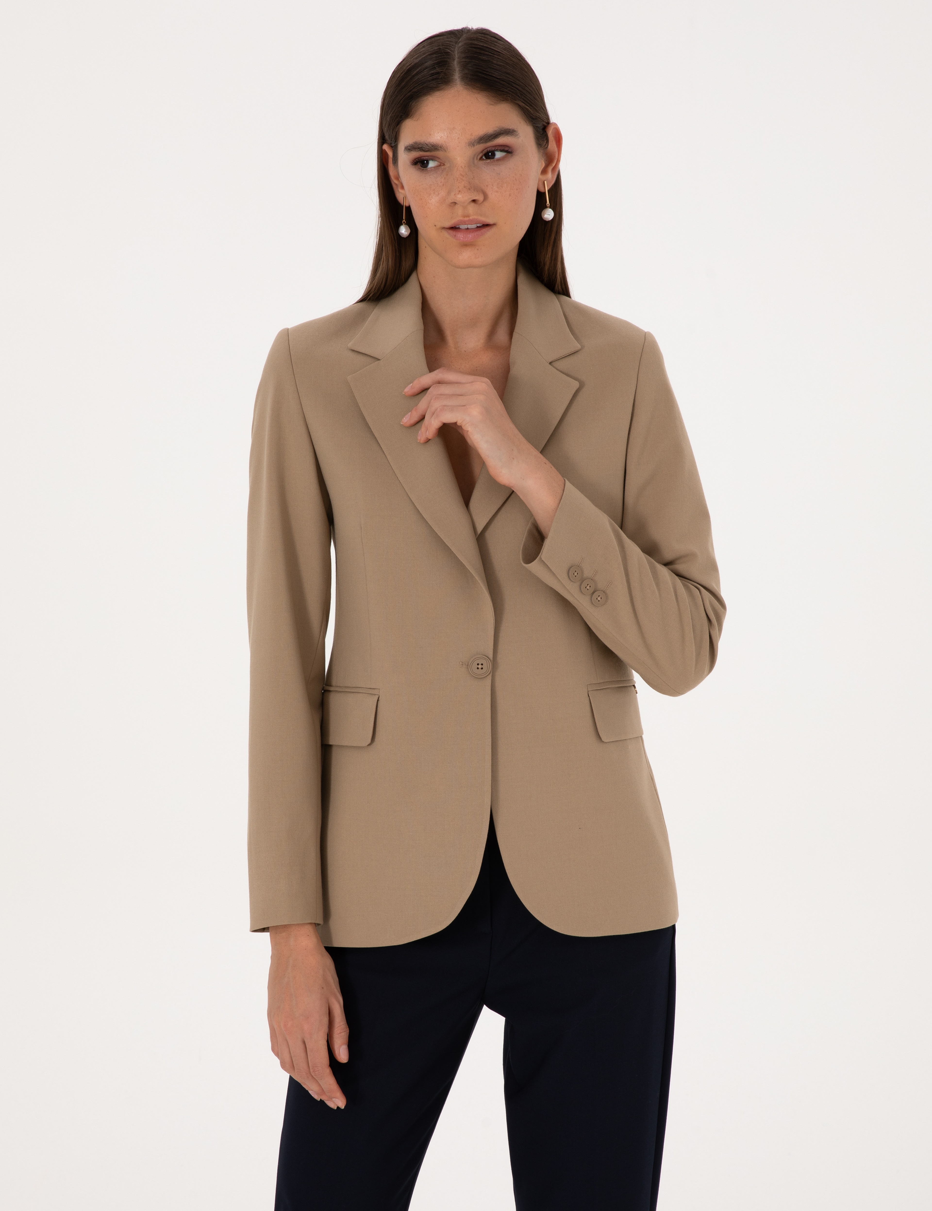 Bej Slim Fit Ceket - Image 3