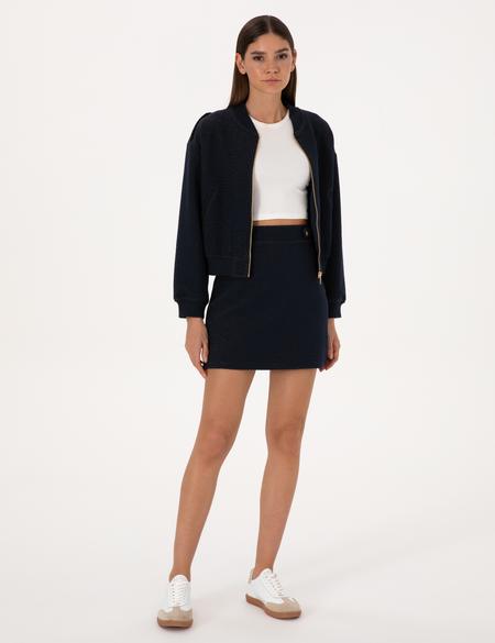 Lacivert A Kesim Örme Etek - 50318157004