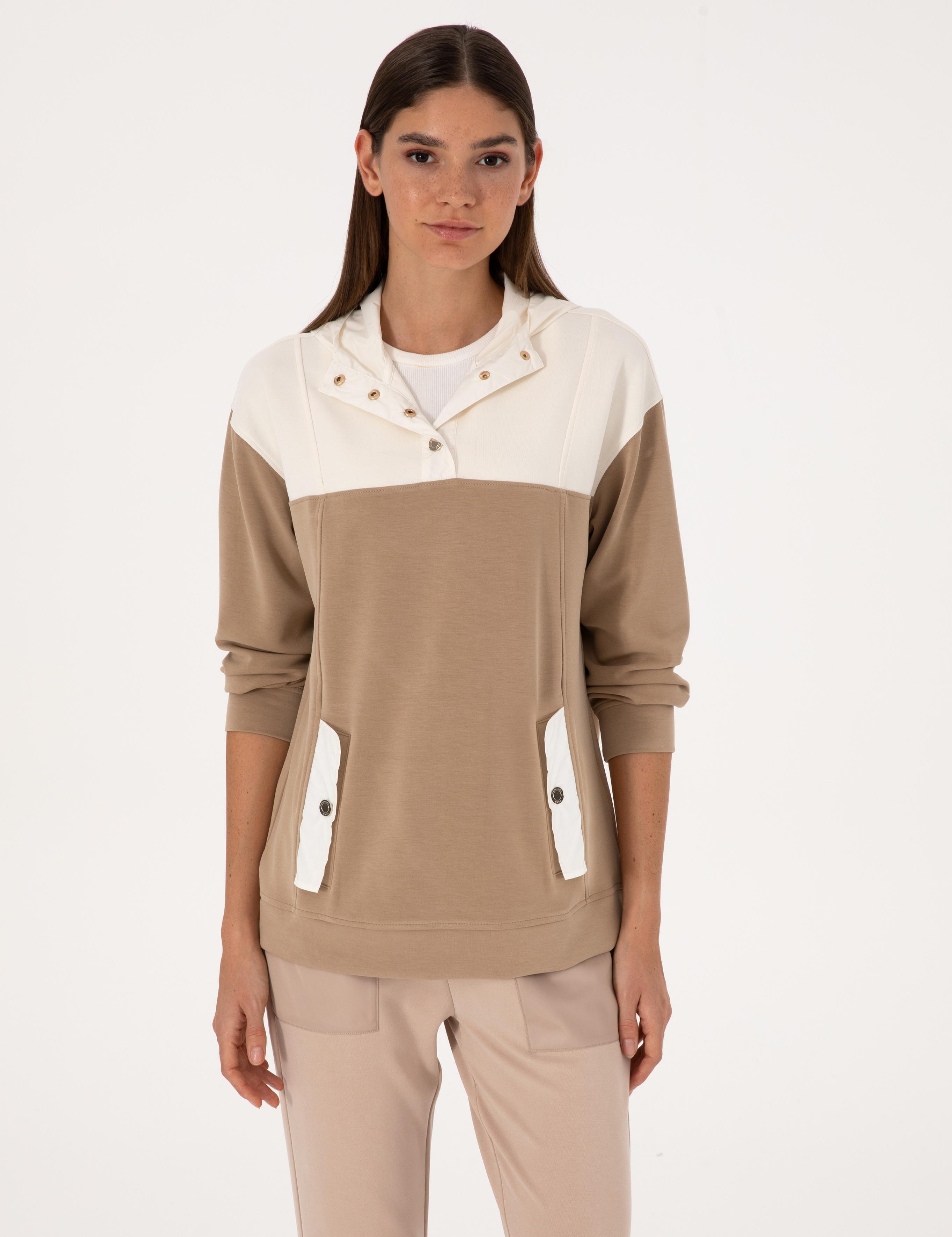 Bej Oversize Modal Karışımlı Sweatshirt