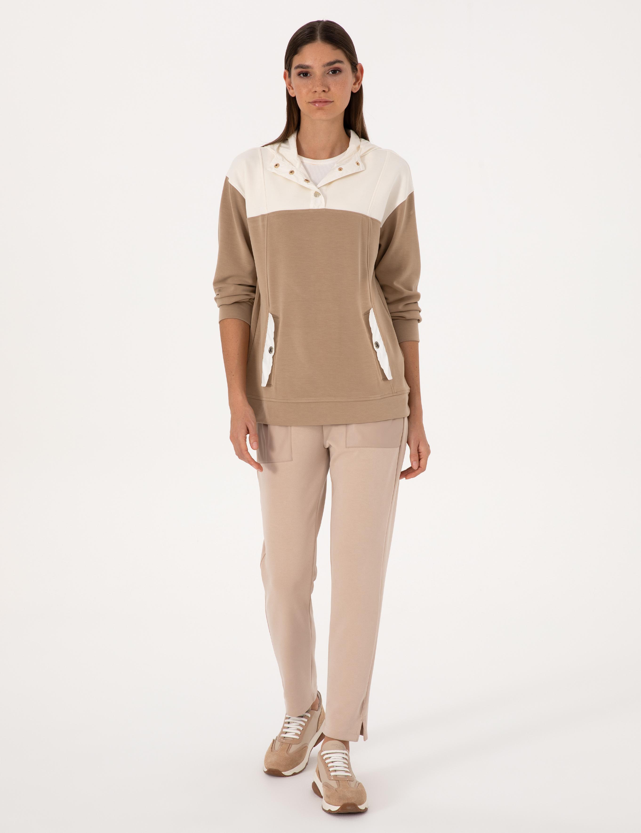 Bej Oversize Modal Karışımlı Sweatshirt