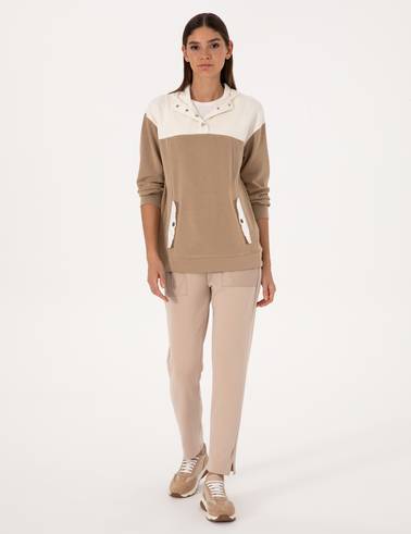 Bej Oversize Modal Karışımlı Sweatshirt