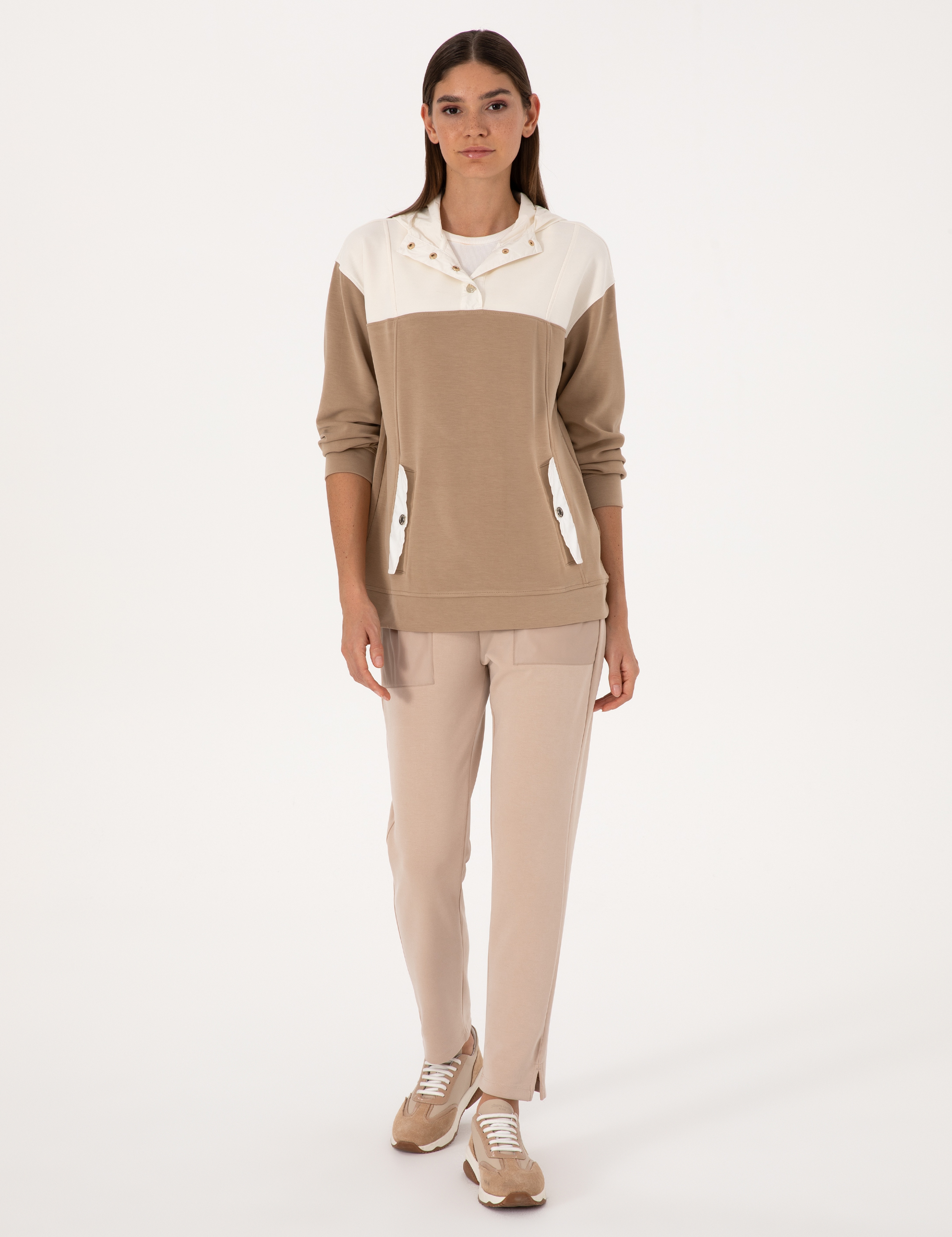 Bej Oversize Modal Karışımlı Sweatshirt - Image 4