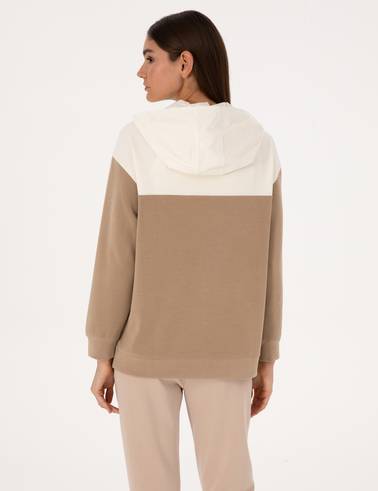 Bej Oversize Modal Karışımlı Sweatshirt