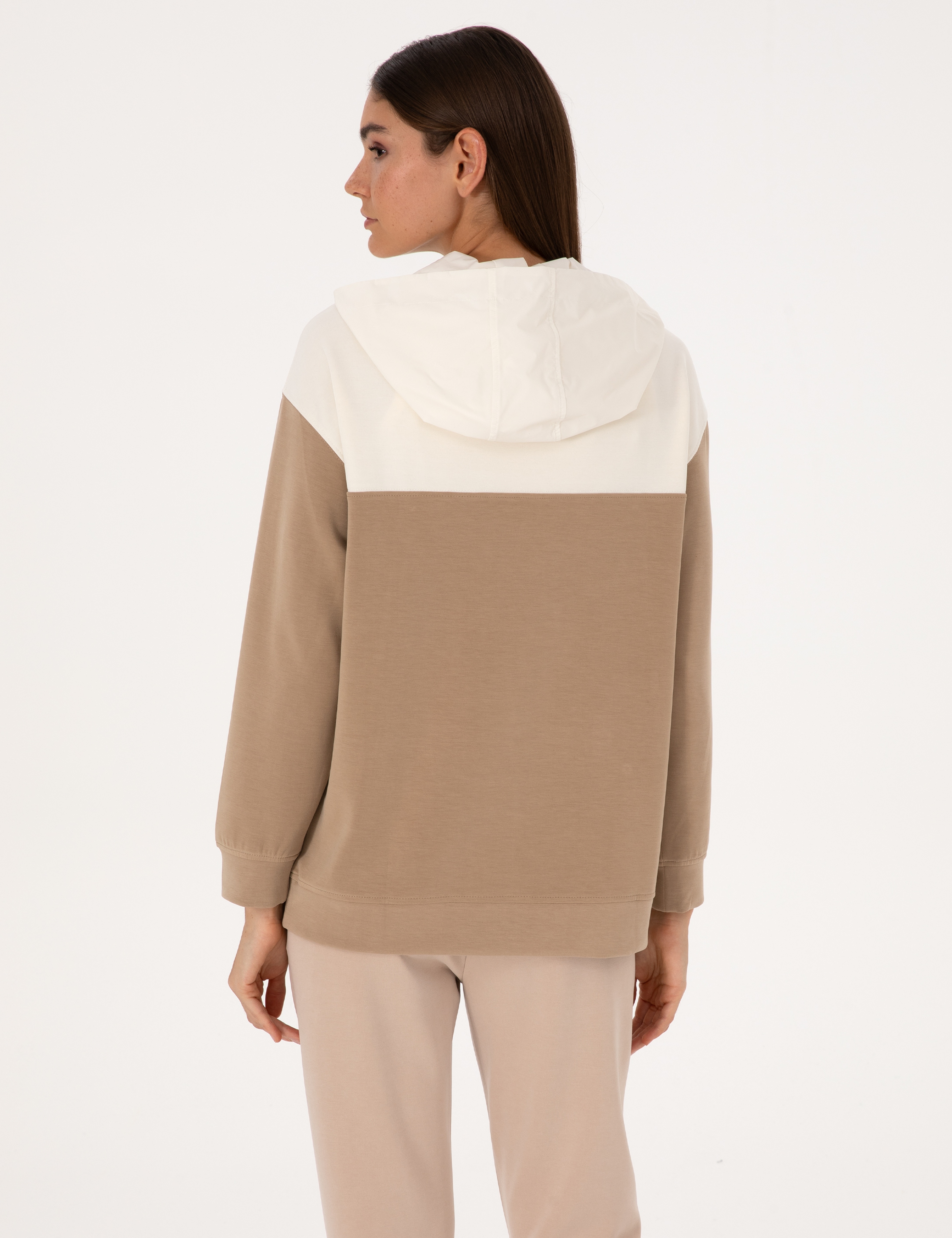 Bej Oversize Modal Karışımlı Sweatshirt - Image 5