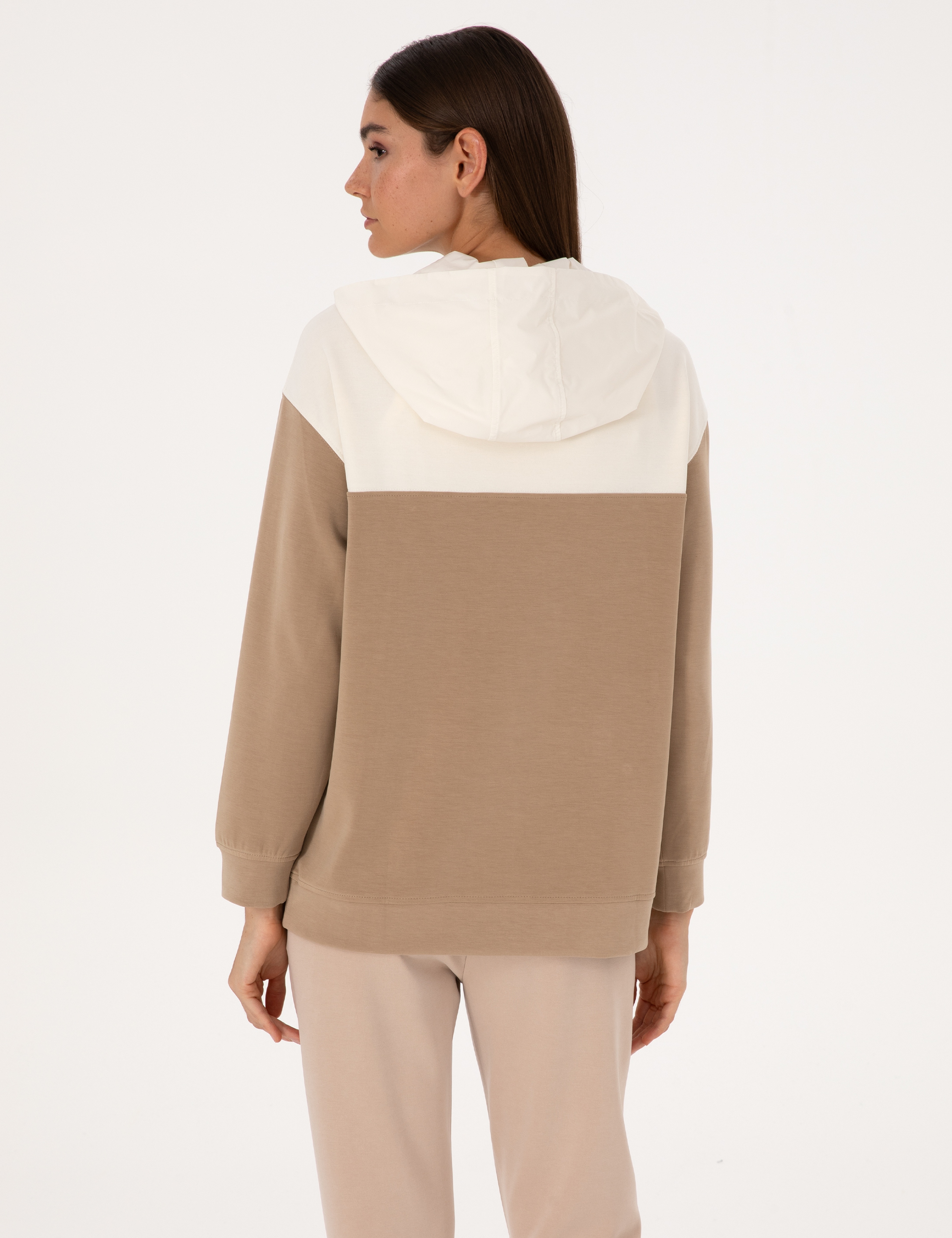Bej Oversize Modal Karışımlı Sweatshirt