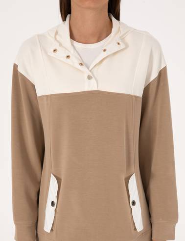 Bej Oversize Modal Karışımlı Sweatshirt