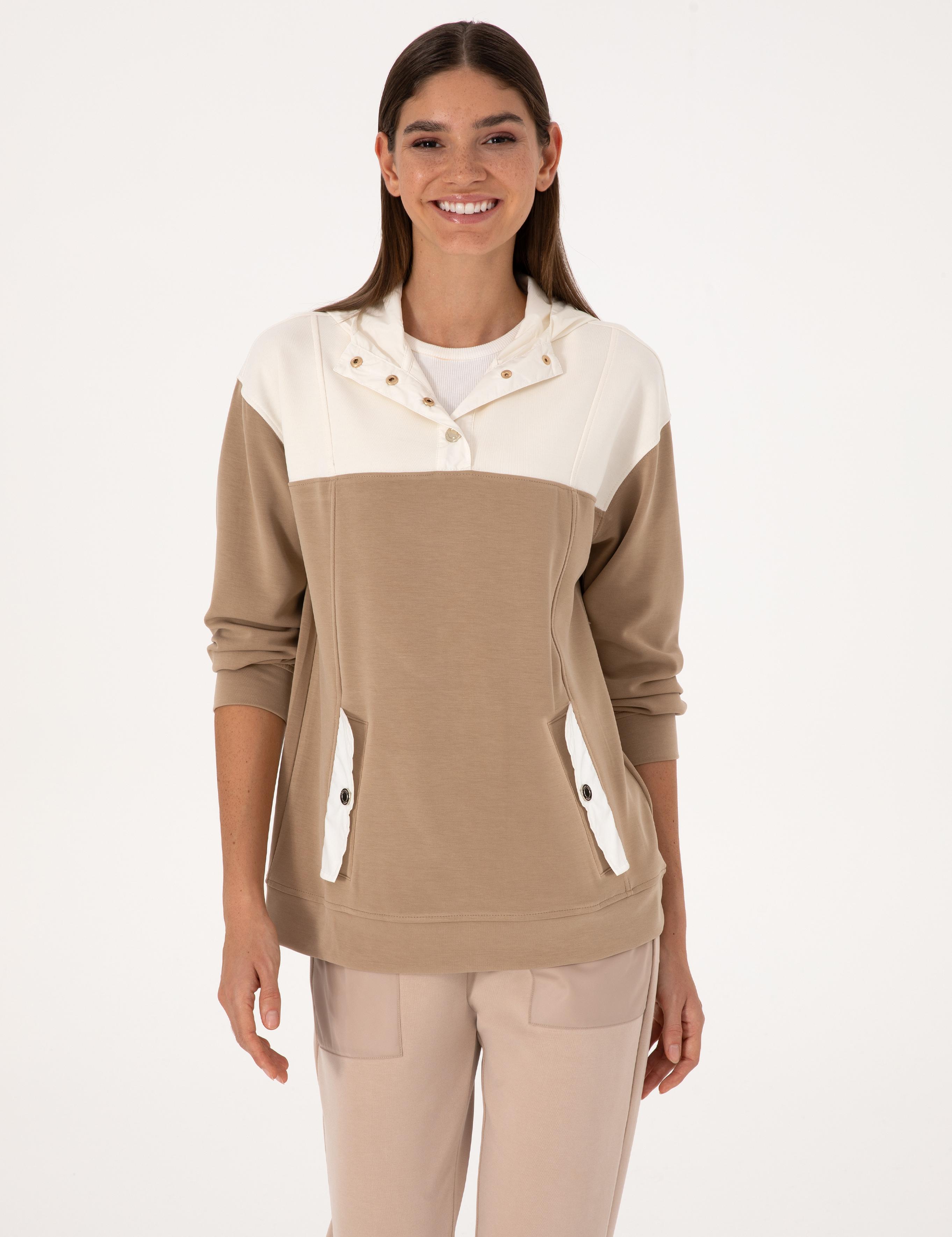 Bej Oversize Modal Karışımlı Sweatshirt