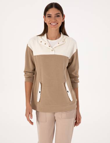 Bej Oversize Modal Karışımlı Sweatshirt