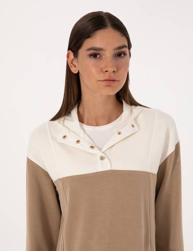 Bej Oversize Modal Karışımlı Sweatshirt