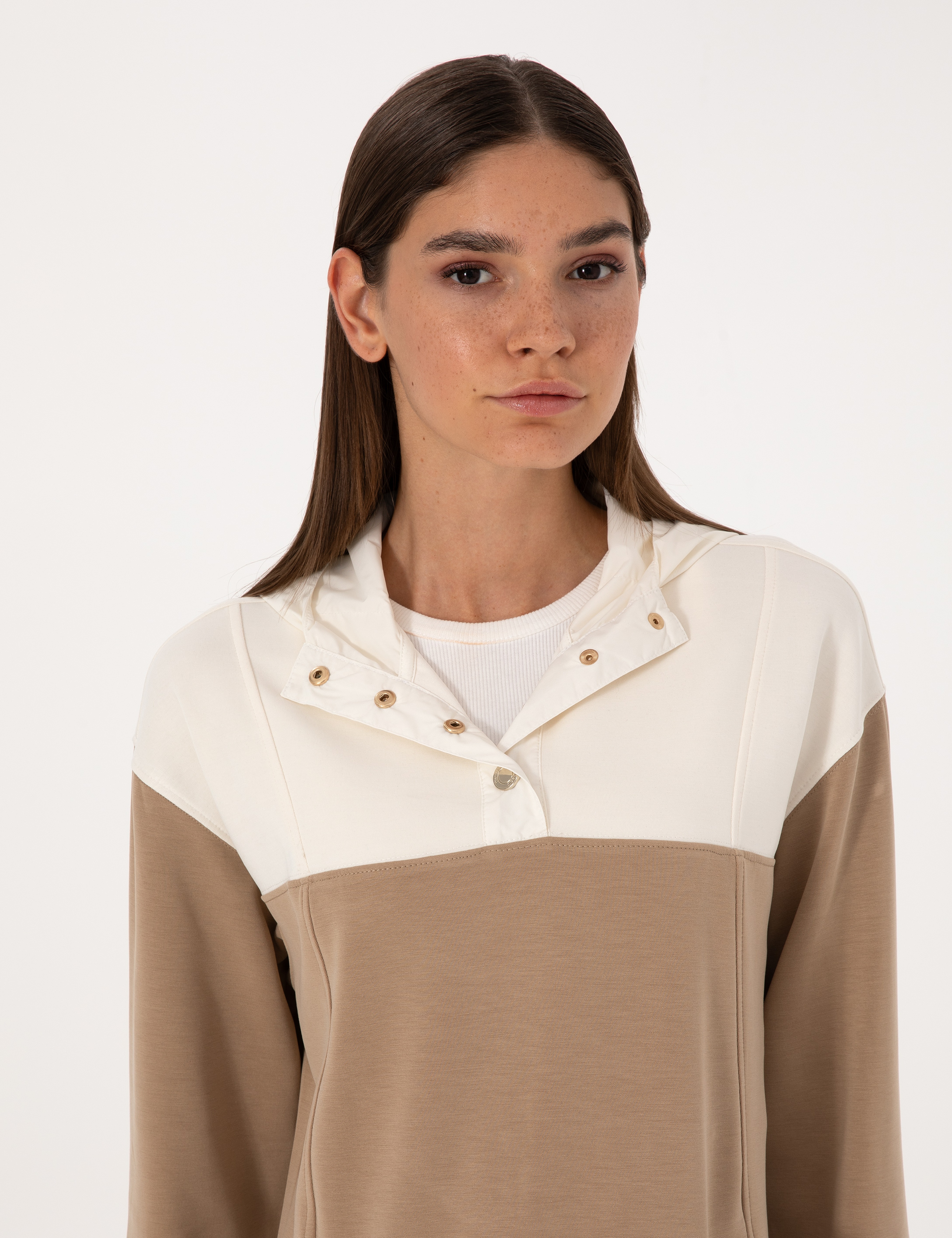 Bej Oversize Modal Karışımlı Sweatshirt