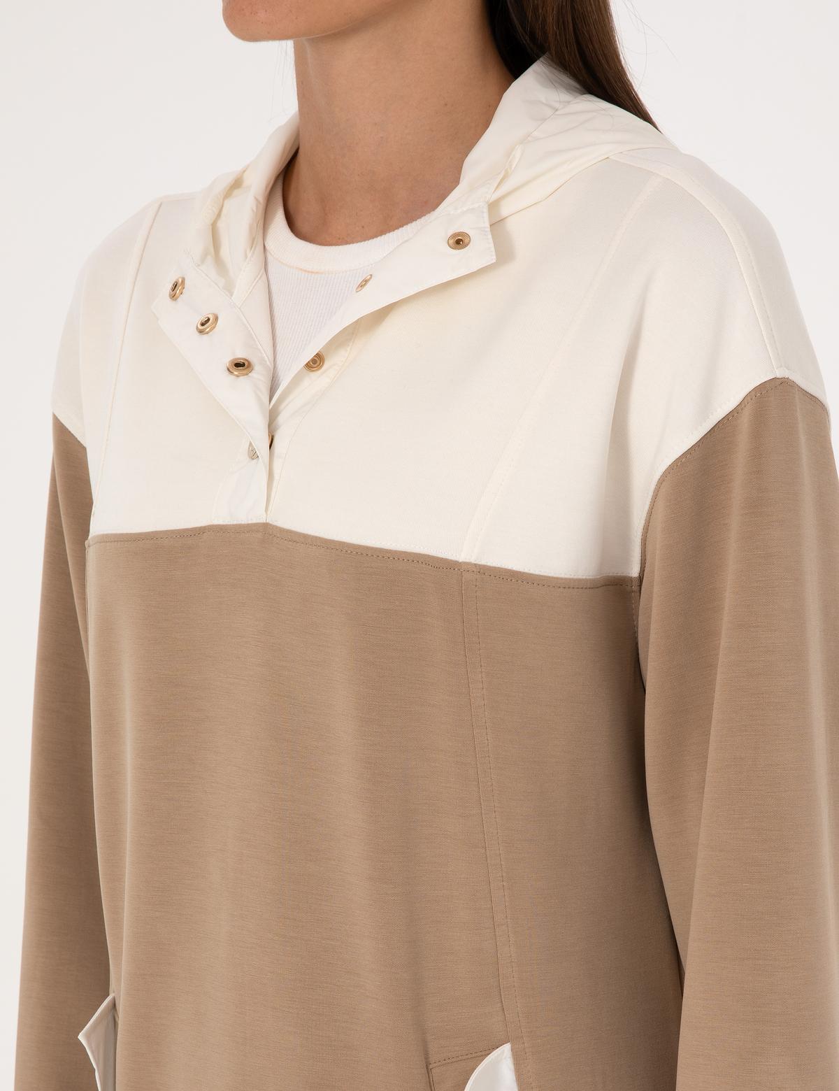 Bej Oversize Modal Karışımlı Sweatshirt - 50309096019