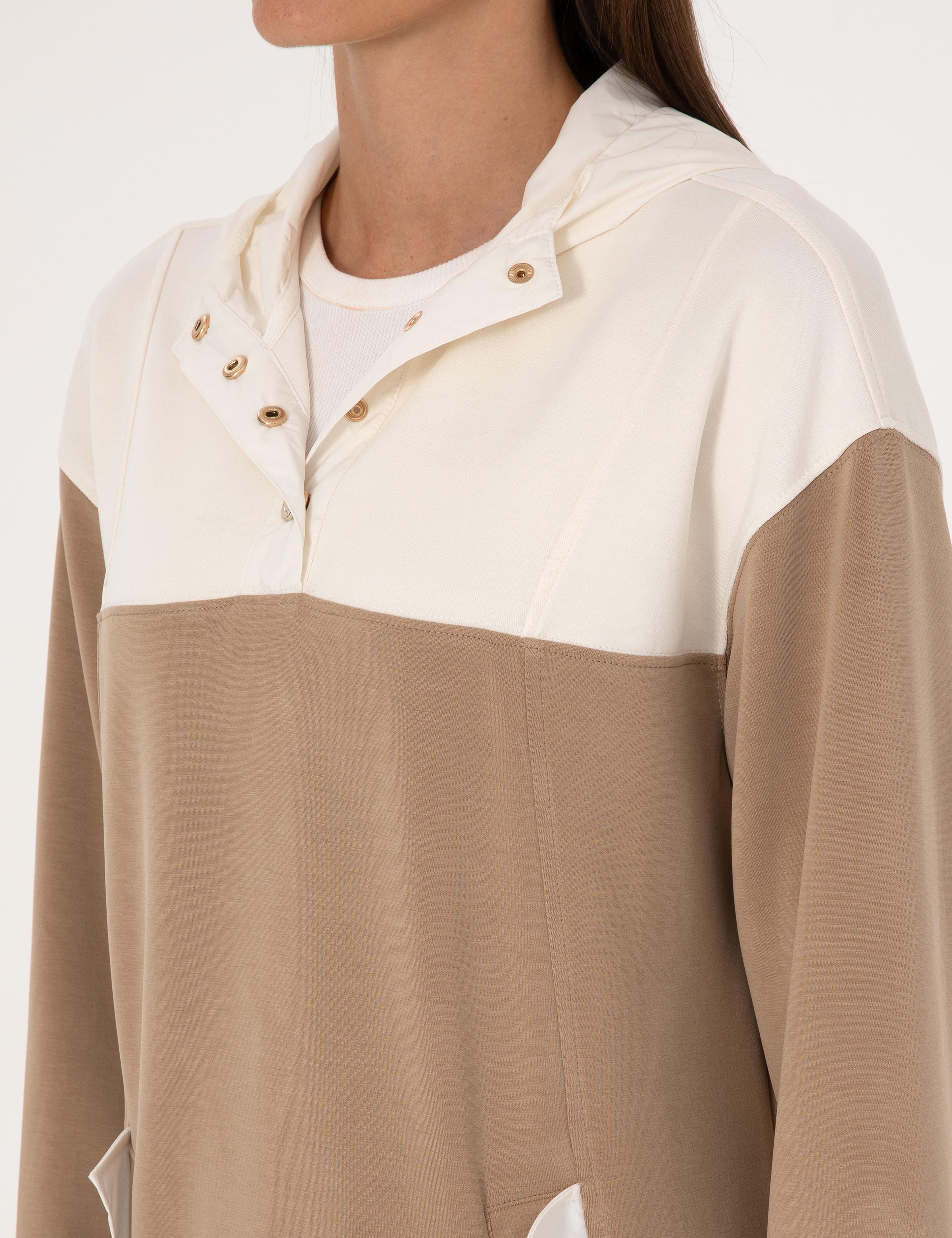 Bej Oversize Modal Karışımlı Sweatshirt - Image 7