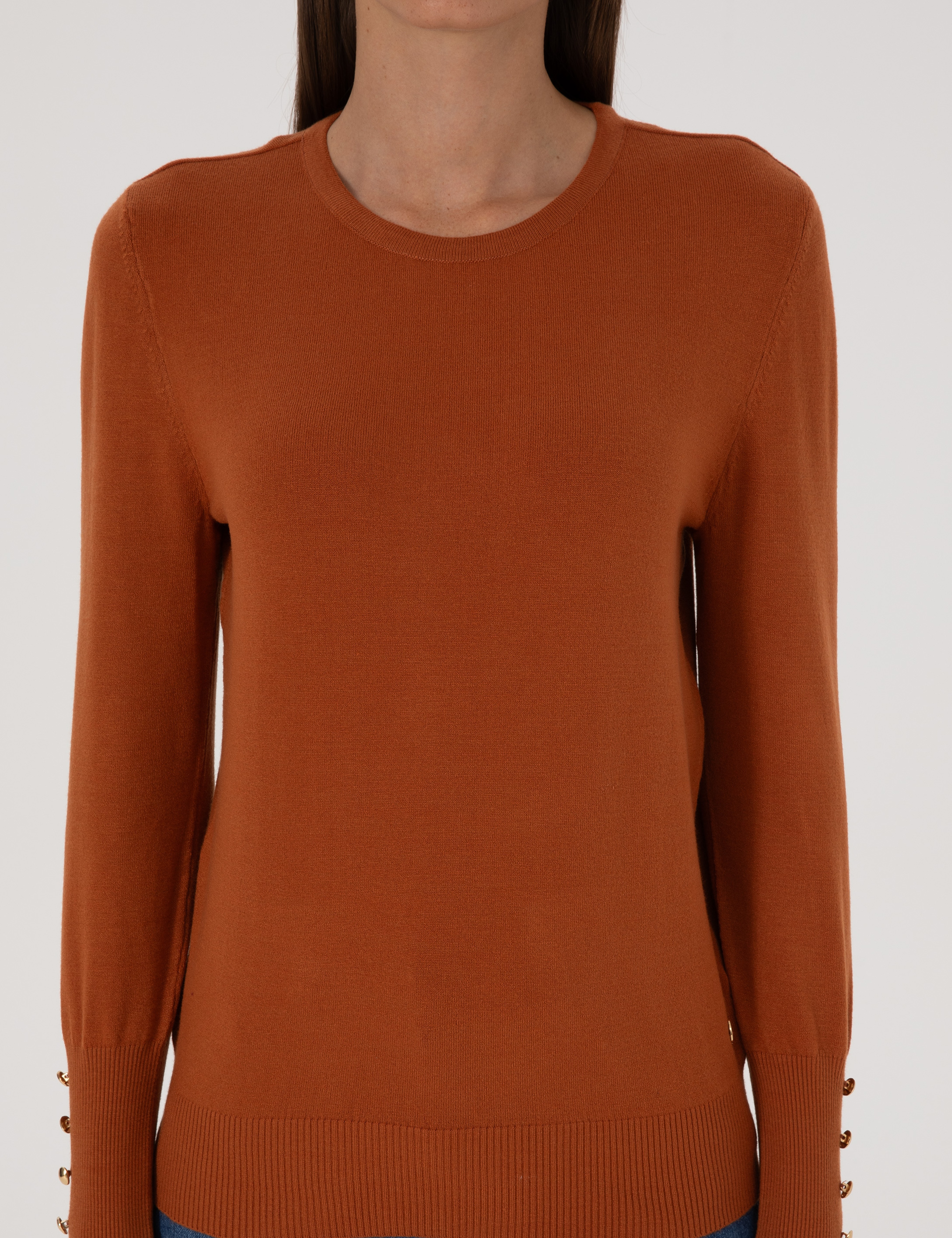 Tarçın Slim Fit Bisiklet Yaka Basic Kazak