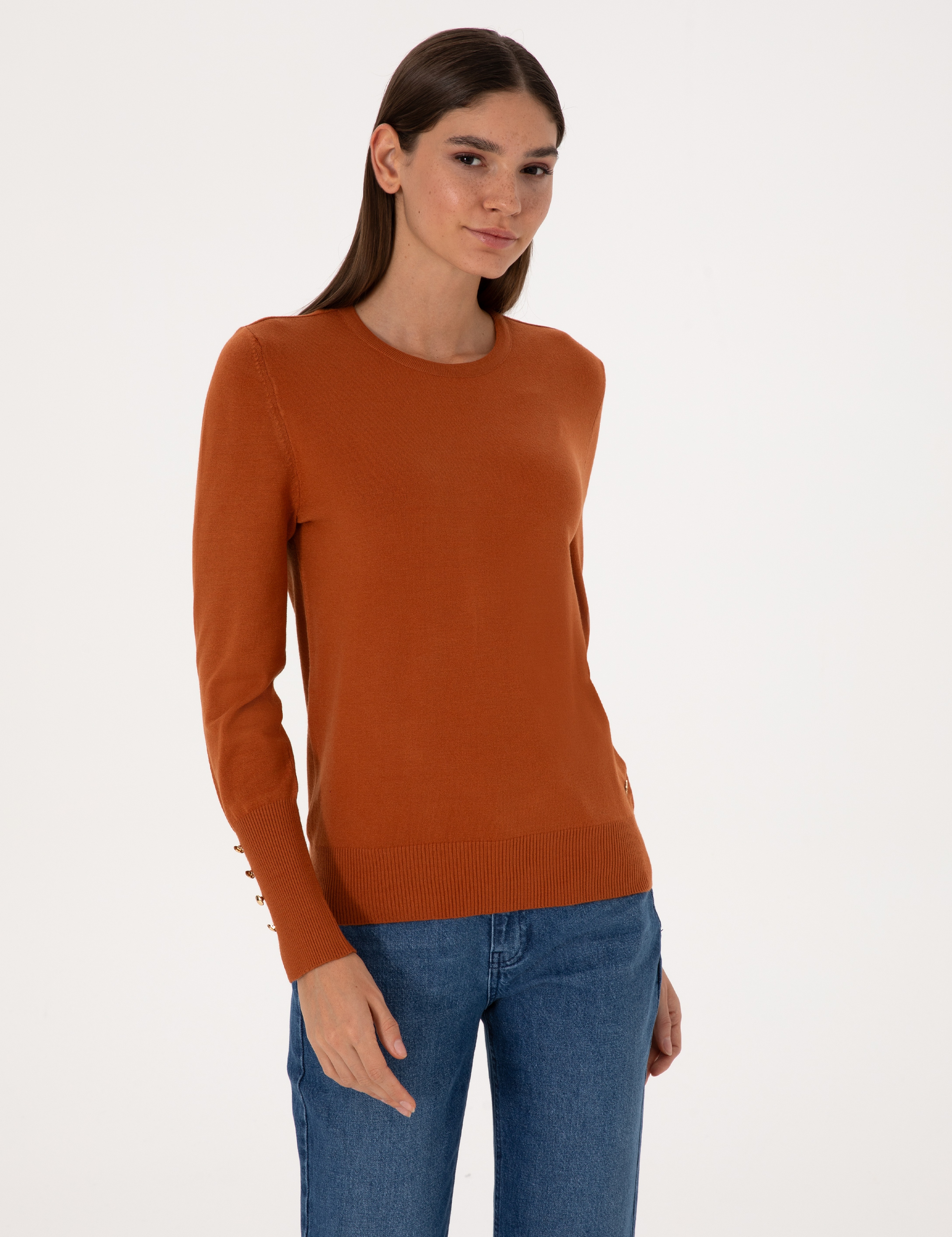 Tarçın Slim Fit Bisiklet Yaka Basic Kazak