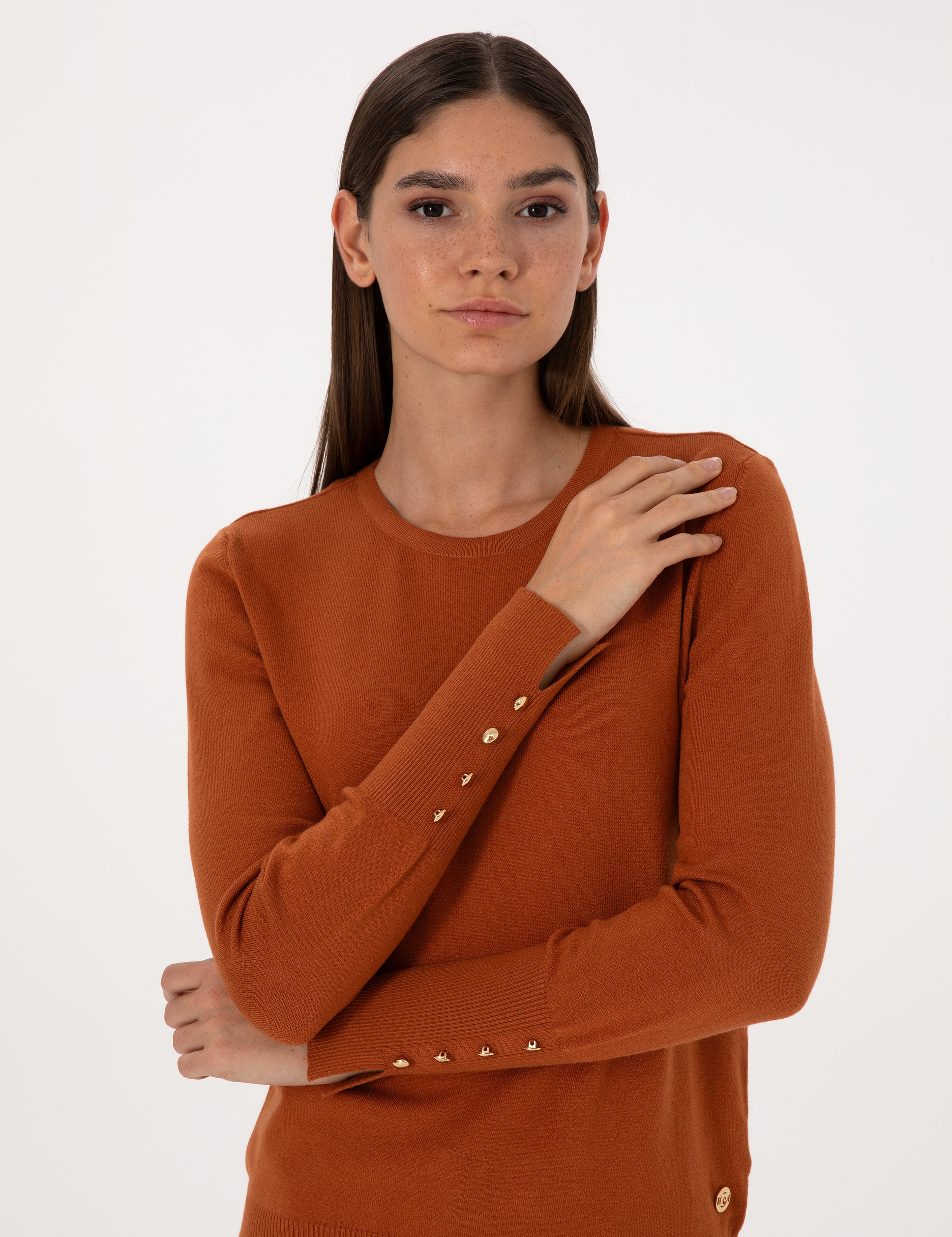 Tarçın Slim Fit Bisiklet Yaka Basic Kazak - Image 2