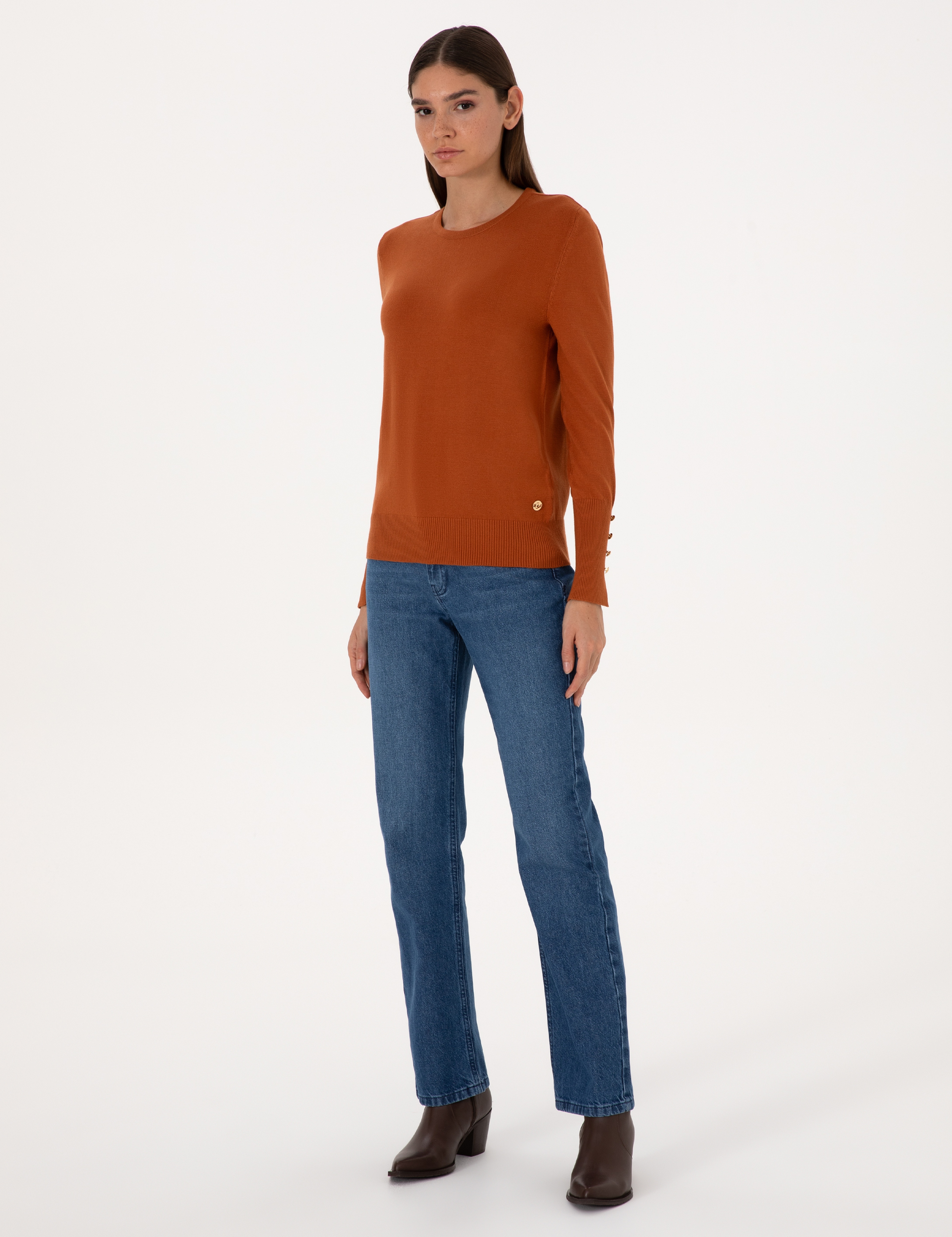Tarçın Slim Fit Bisiklet Yaka Basic Kazak - Image 4