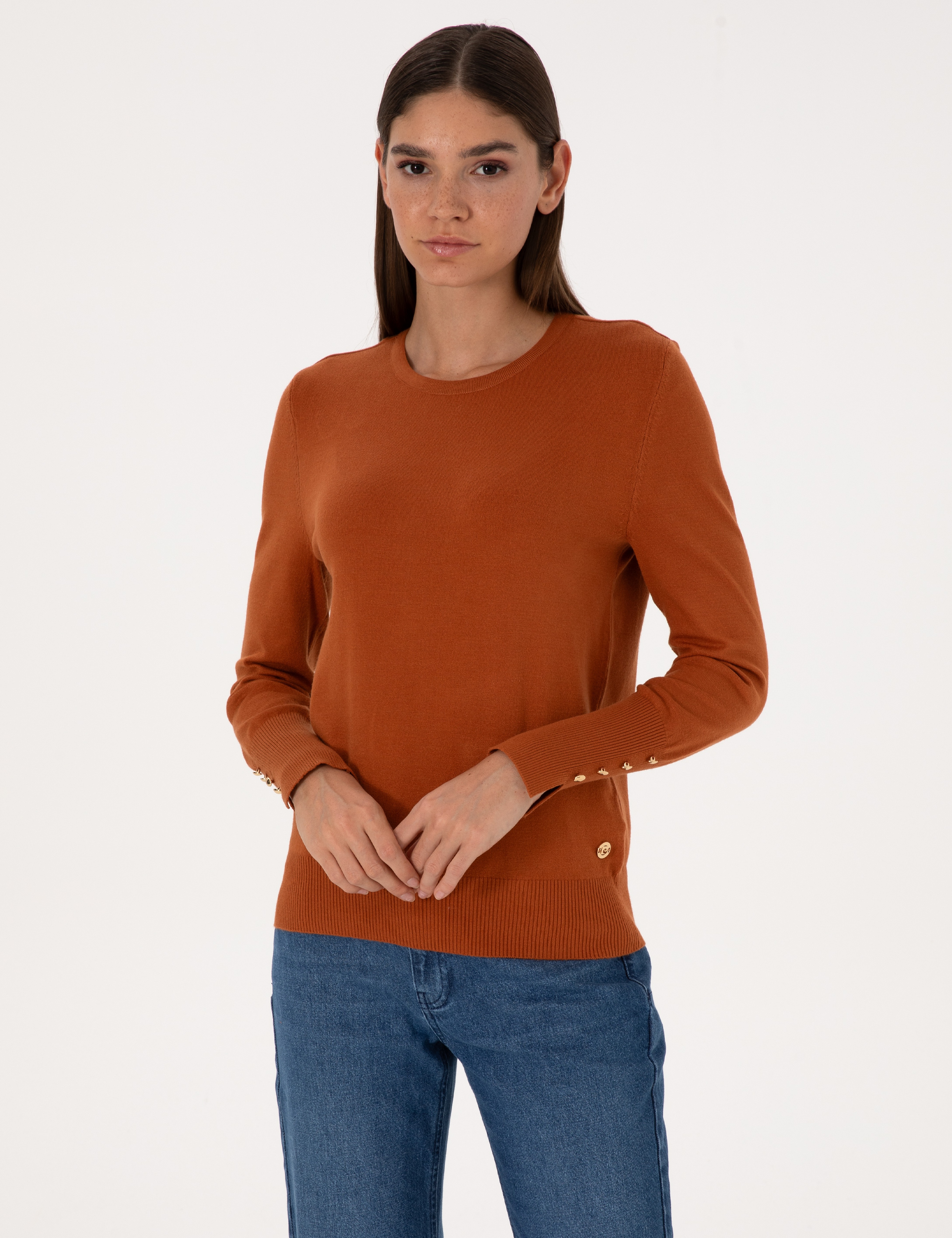 Tarçın Slim Fit Bisiklet Yaka Basic Kazak - Image 1