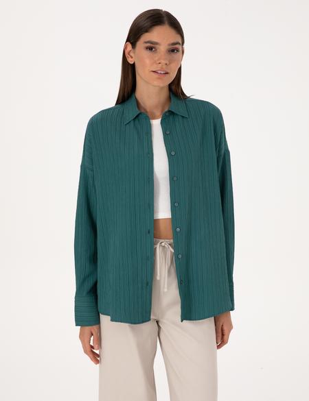 Zümrüt Oversize Uzun Kollu Gömlek - 50318232043