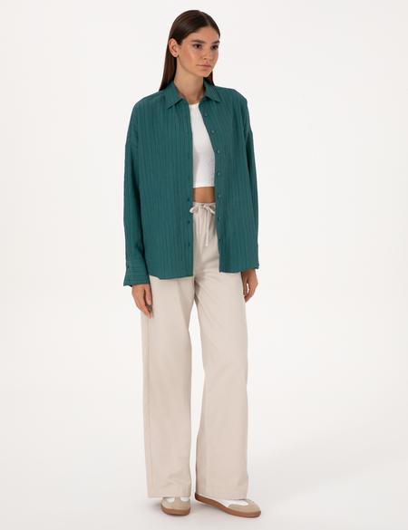 Zümrüt Oversize Uzun Kollu Gömlek - 50318232043