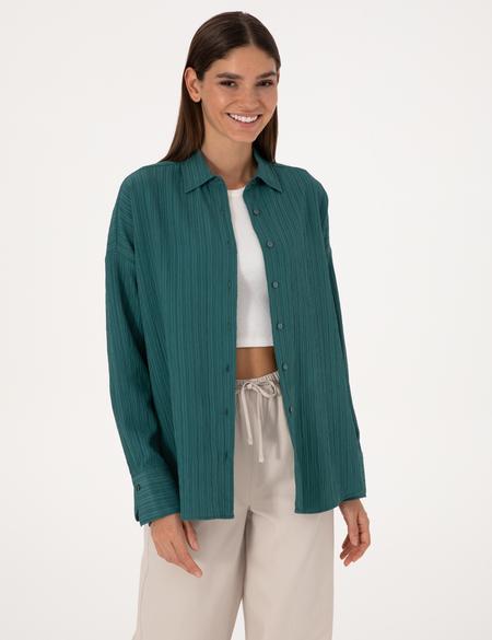 Zümrüt Oversize Uzun Kollu Gömlek - 50318232043