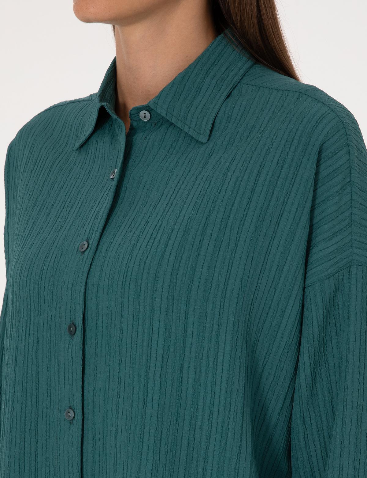 Zümrüt Oversize Uzun Kollu Gömlek - 50318232043