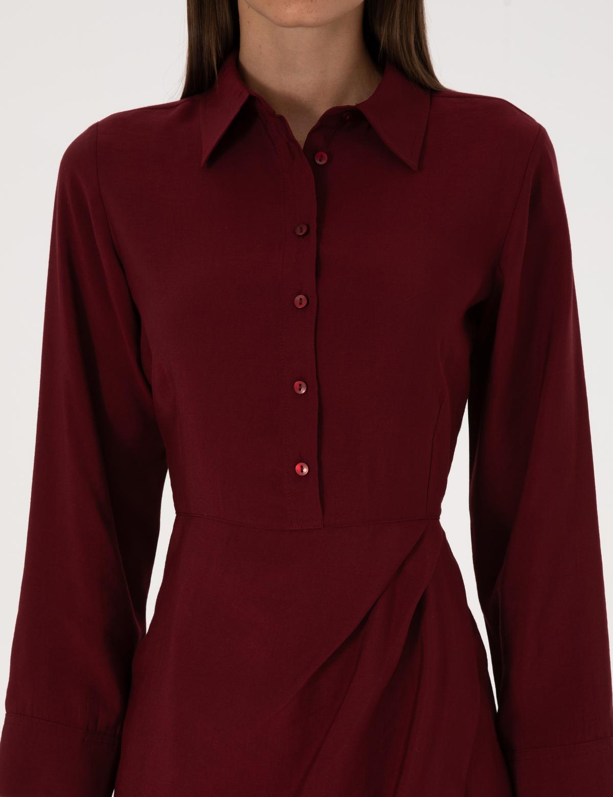 Bordo Regular Fit Dokuma Elbise - 50318220008