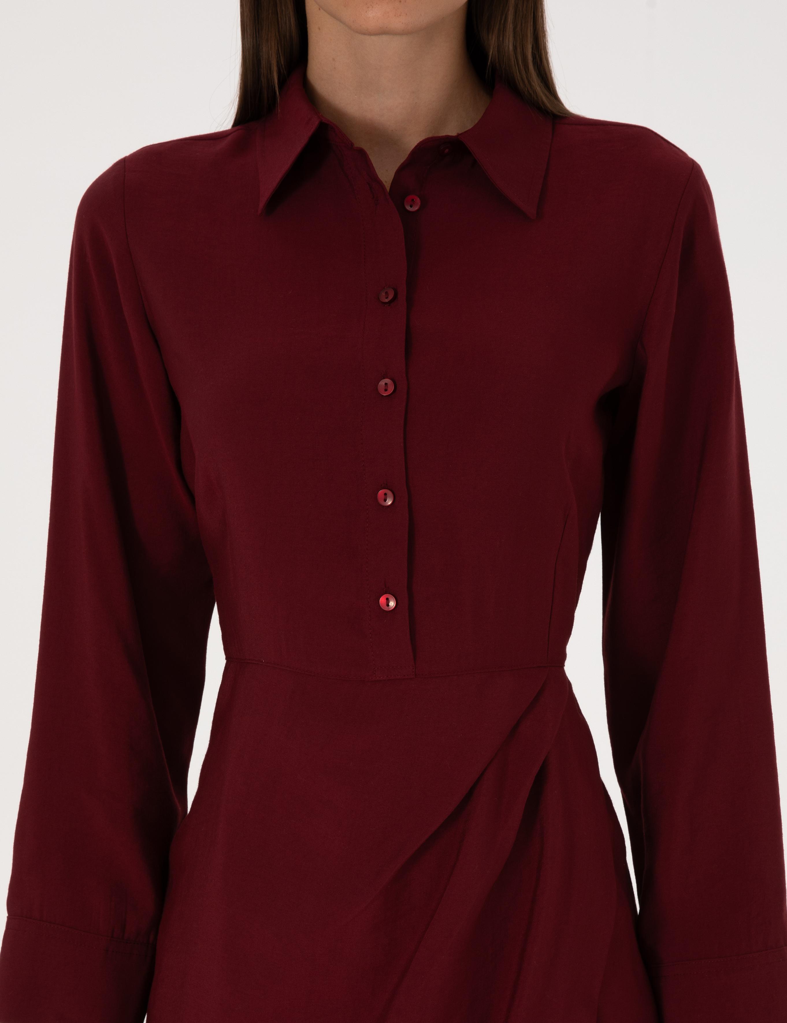 Bordo Regular Fit Dokuma Elbise