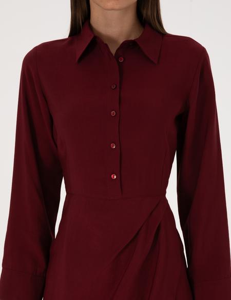 Bordo Regular Fit Dokuma Elbise - 50318220008