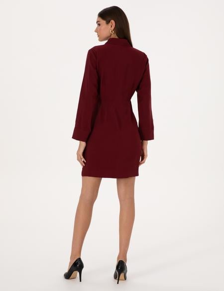 Bordo Regular Fit Dokuma Elbise - 50318220008