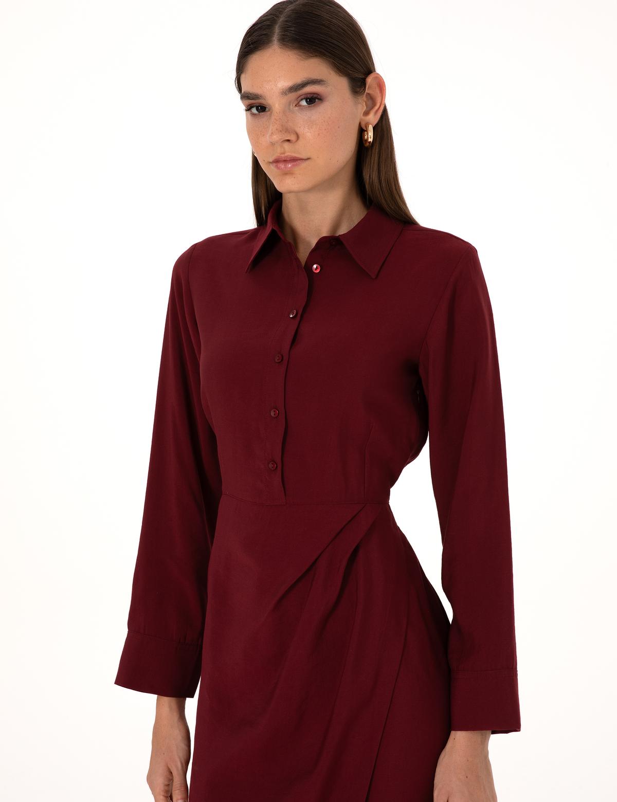 Bordo Regular Fit Dokuma Elbise - 50318220008