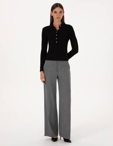 Siyah Slim Fit Örme Bluz