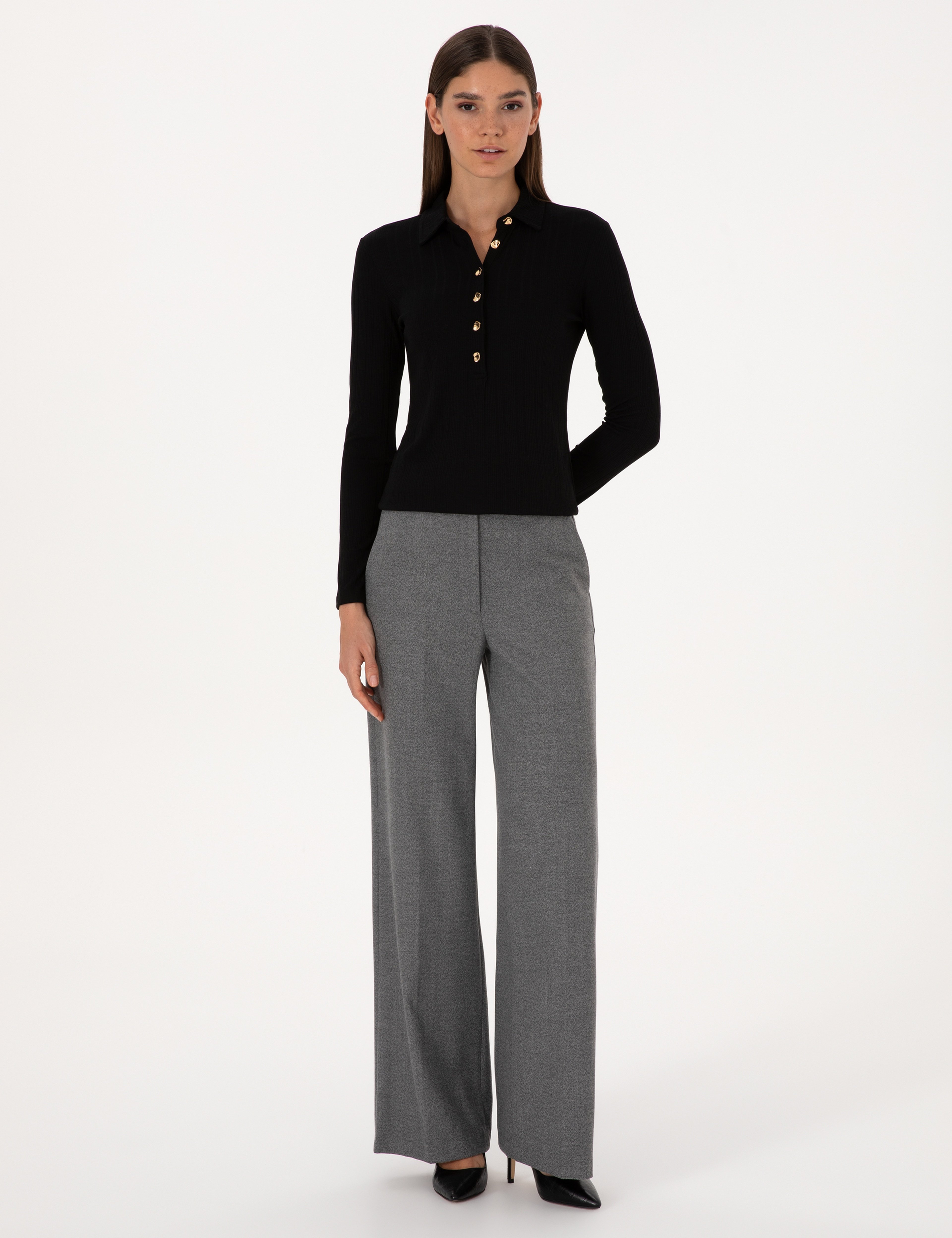 Siyah Slim Fit Örme Bluz