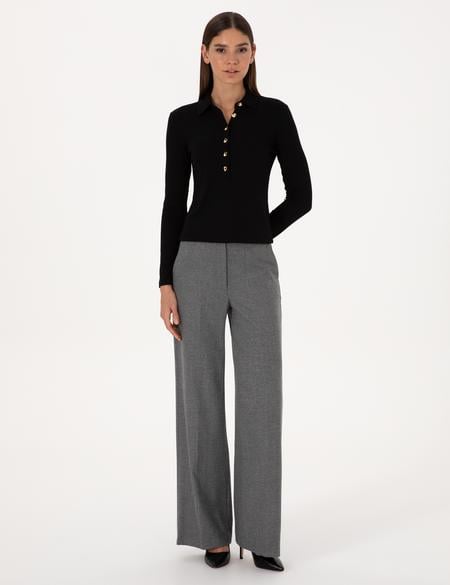 Siyah Slim Fit Örme Bluz - 50309153036