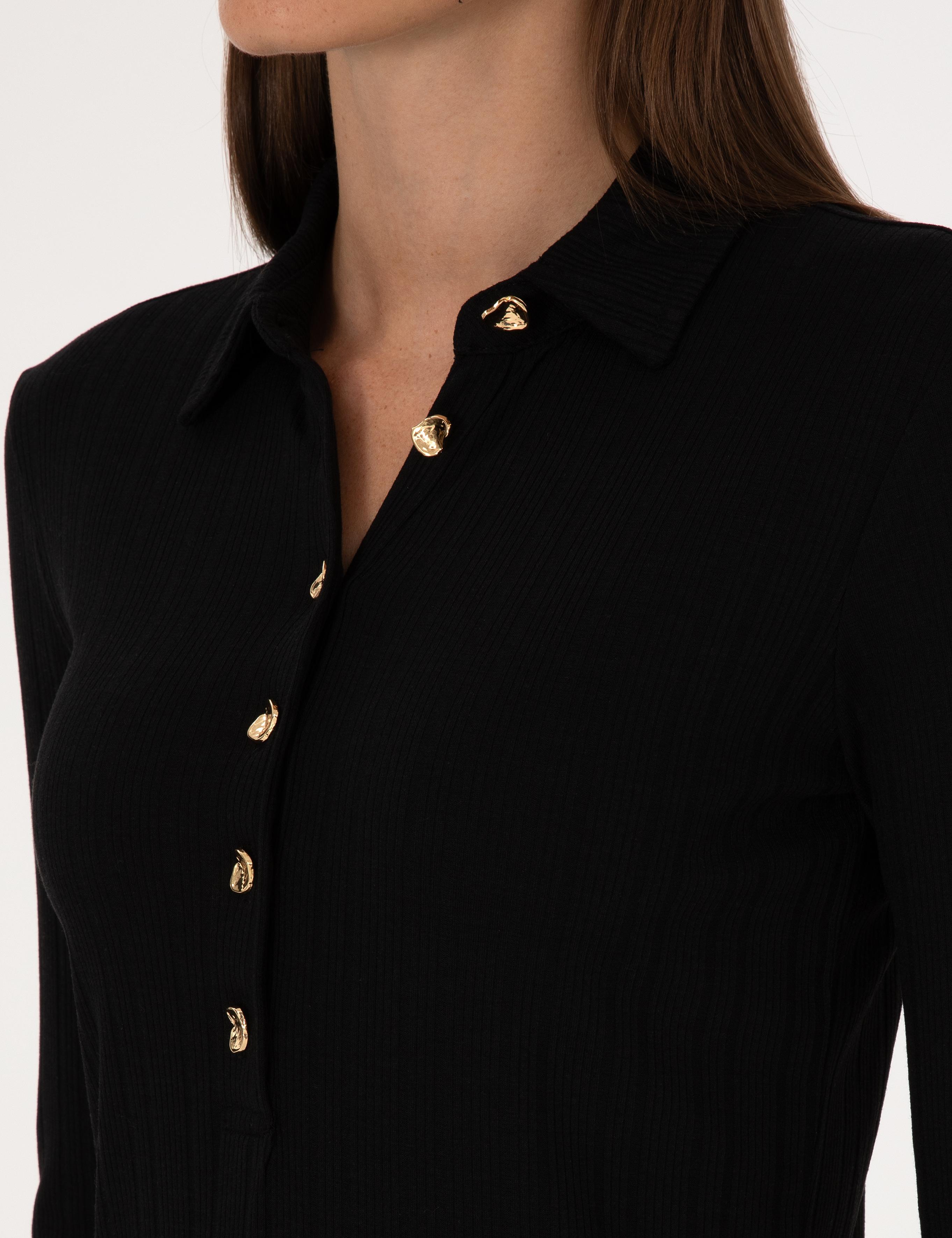 Siyah Slim Fit Örme Bluz