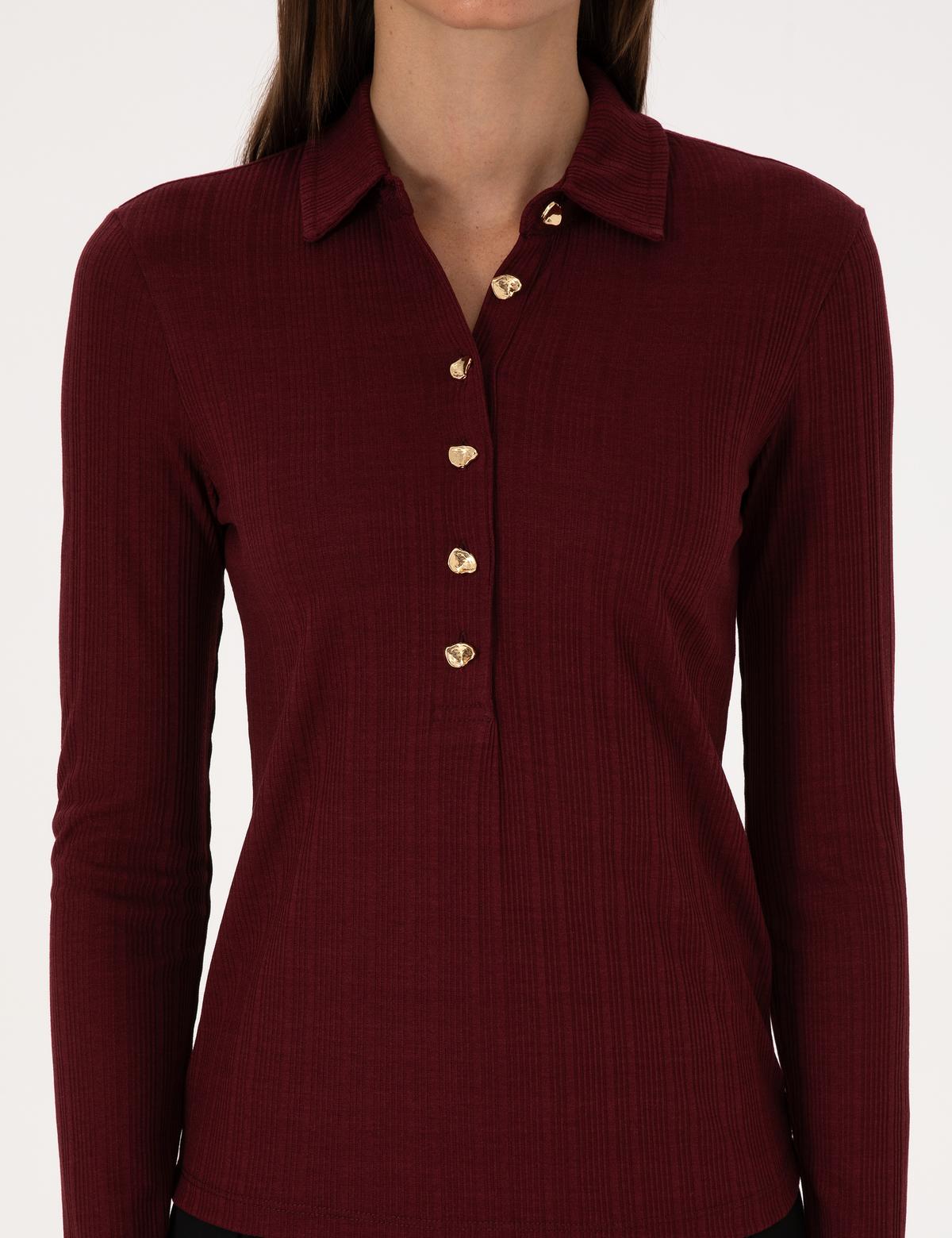 Vişne Slim Fit Örme Bluz - 50309153013