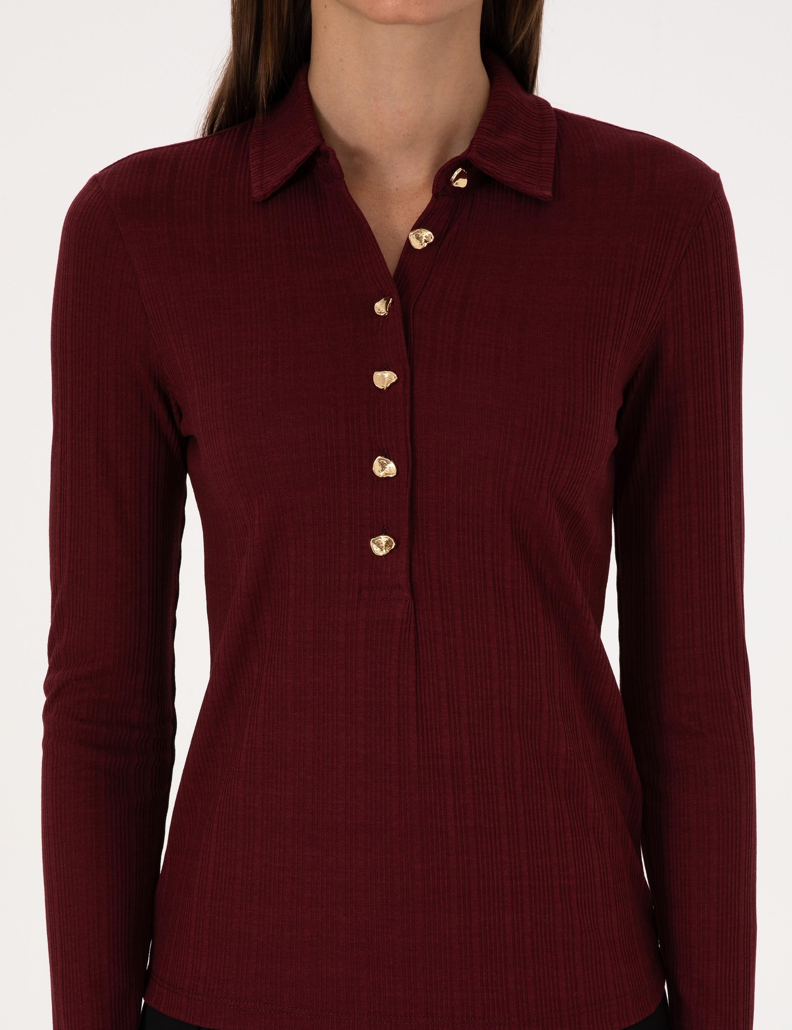 Vişne Slim Fit Örme Bluz