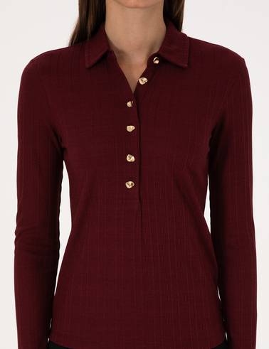 Vişne Slim Fit Örme Bluz