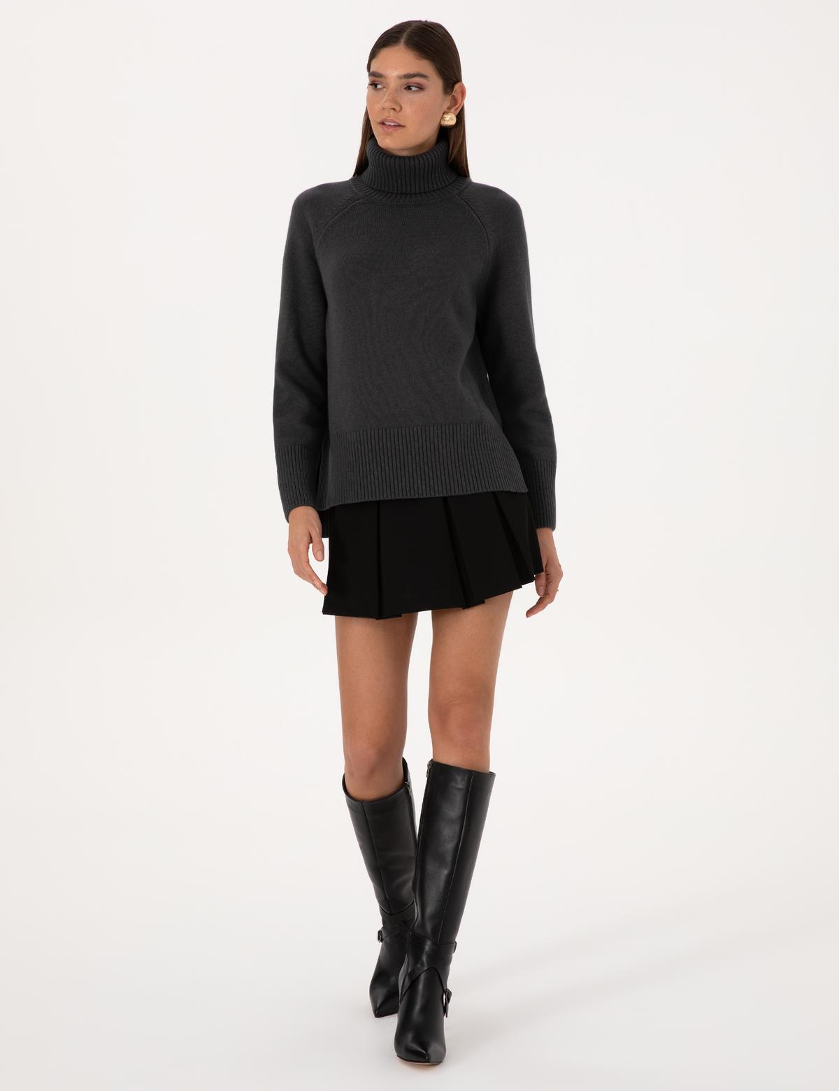 Antrasit Comfort Fit Yün Karışımlı Balıkçı Yaka Kazak - 50316667020