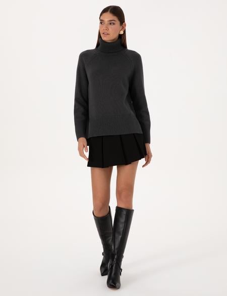 Antrasit Comfort Fit Yün Karışımlı Balıkçı Yaka Kazak - 50316667020