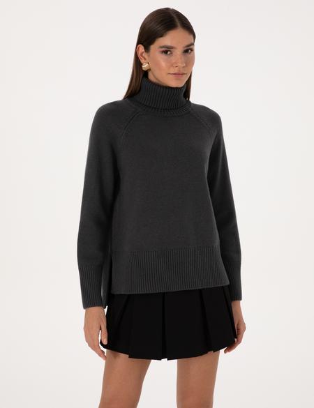 Antrasit Comfort Fit Yün Karışımlı Balıkçı Yaka Kazak - 50316667020