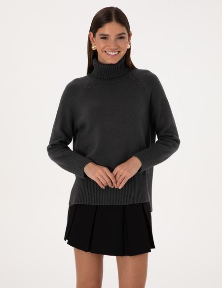 Antrasit Comfort Fit Yün Karışımlı Balıkçı Yaka Kazak - 50316667020