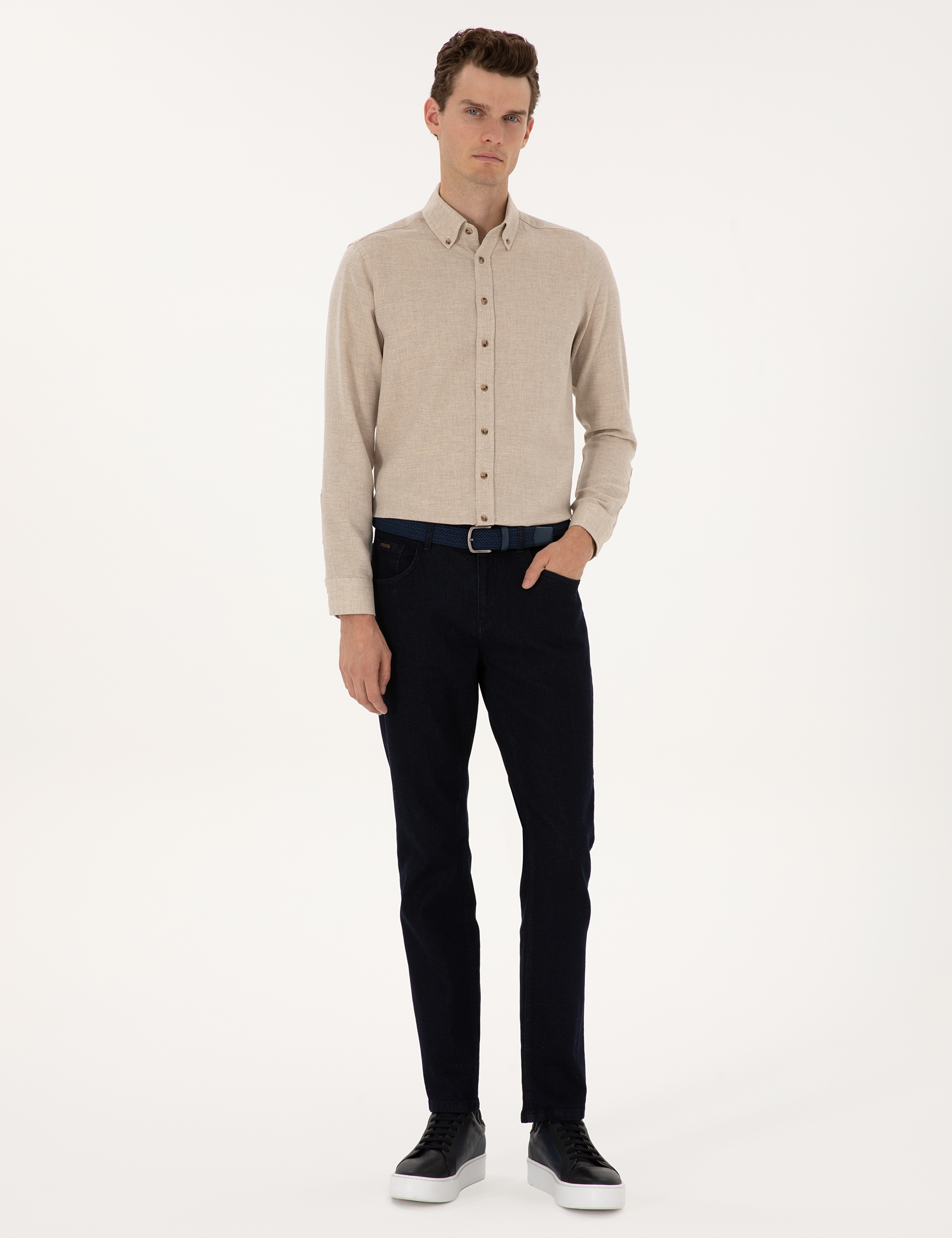 Koyu Lacivert Straight Fit Jean Pantolon - Image 1
