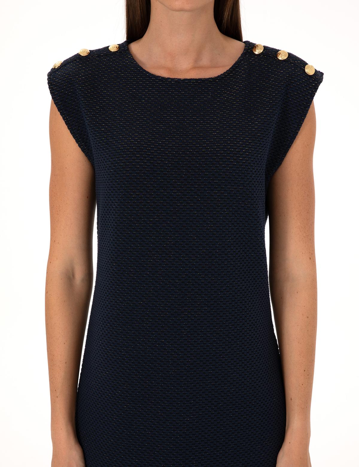 Lacivert A Kesim Örme Elbise - 50318173004