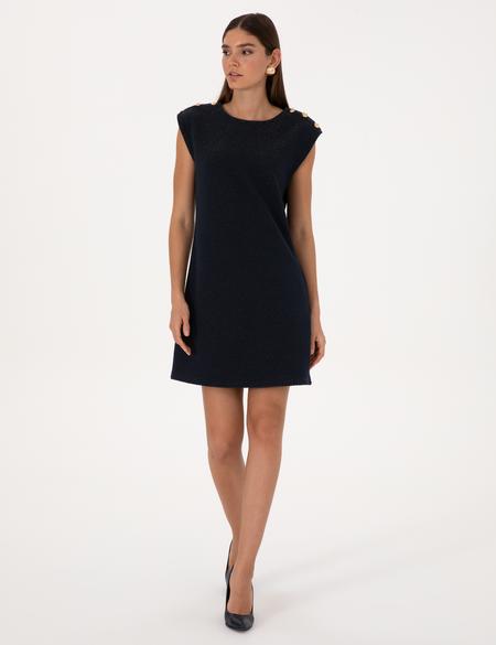 Lacivert A Kesim Örme Elbise - 50318173004