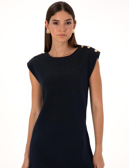 Lacivert A Kesim Örme Elbise - 50318173004