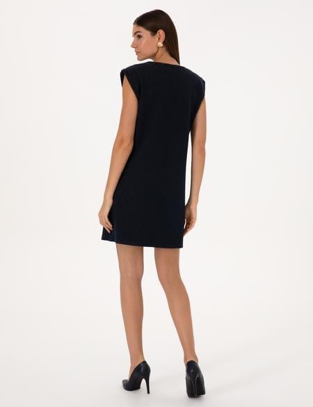 Lacivert A Kesim Örme Elbise - 50318173004