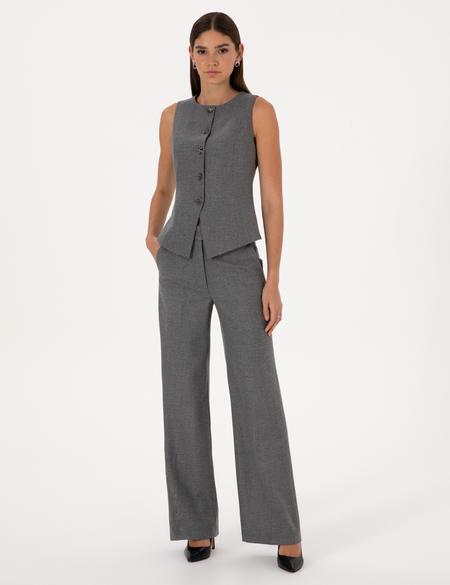 Gri Melanj Slim Fit Yelek - 50317395003