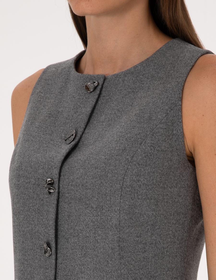 Gri Melanj Slim Fit Yelek