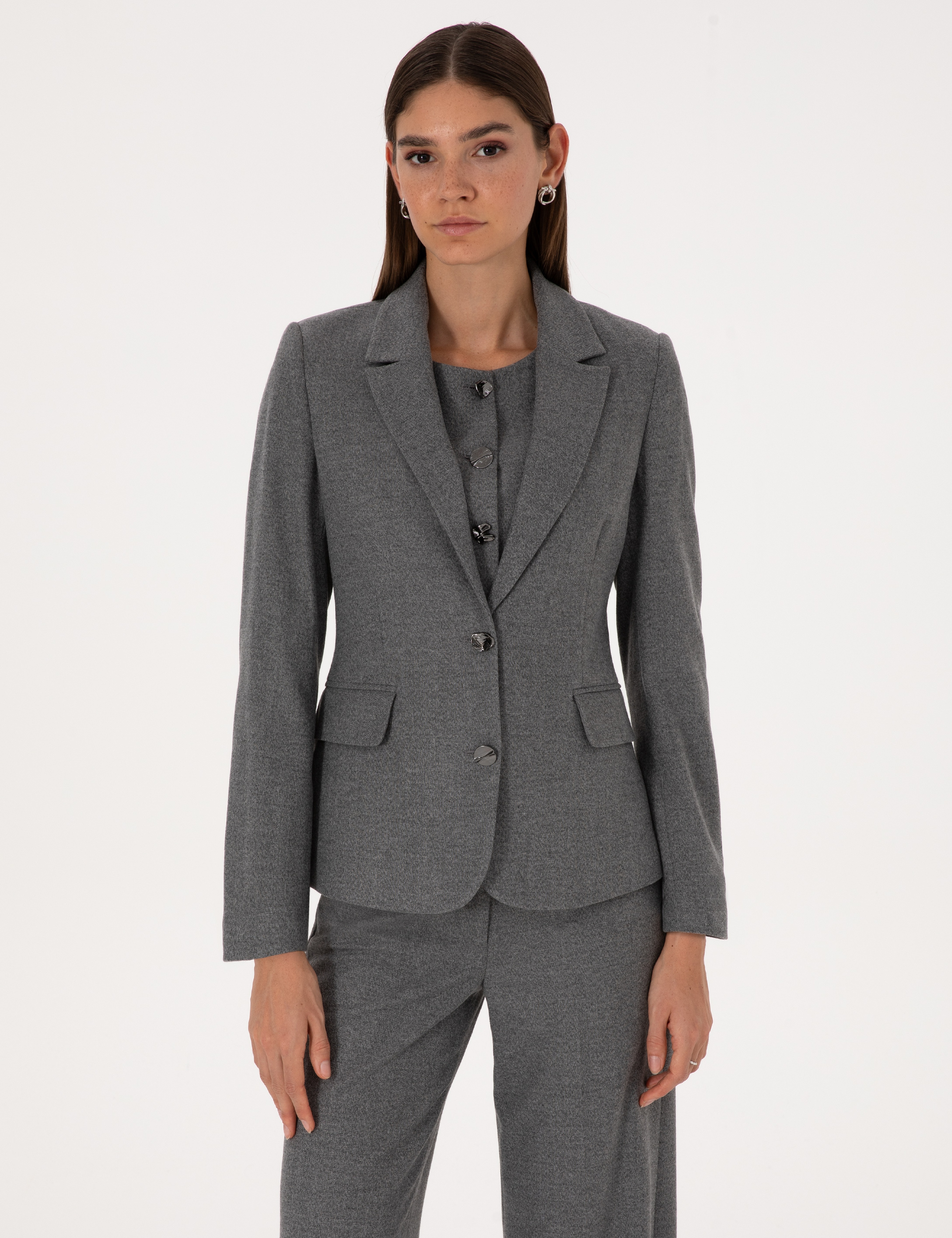 Gri Melanj Slim Fit Ceket - Image 1